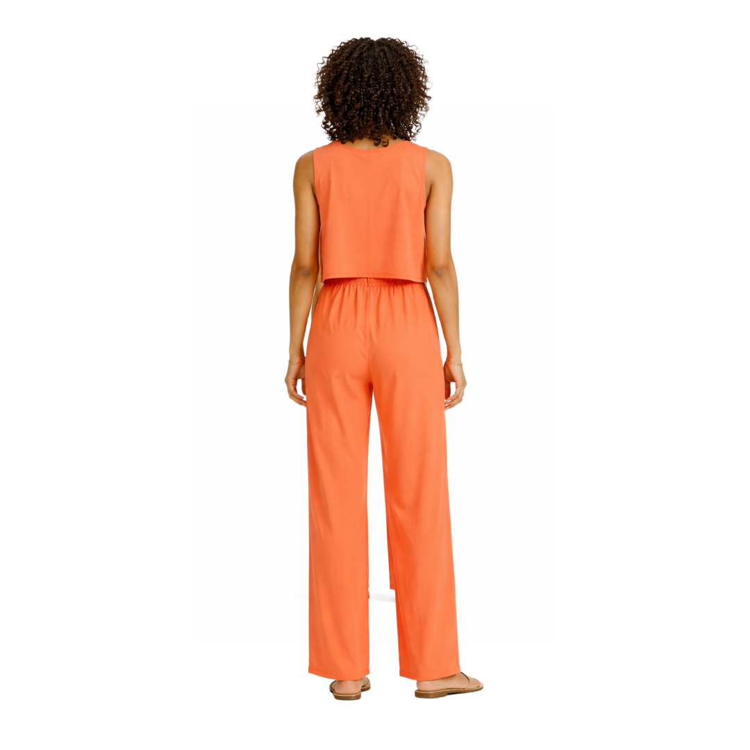 Women’s cotton linen two piece set back view – The Olace