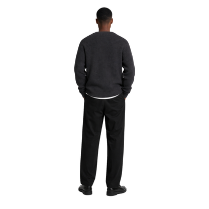 back view of buttoned knit cardigan on model – The Olace