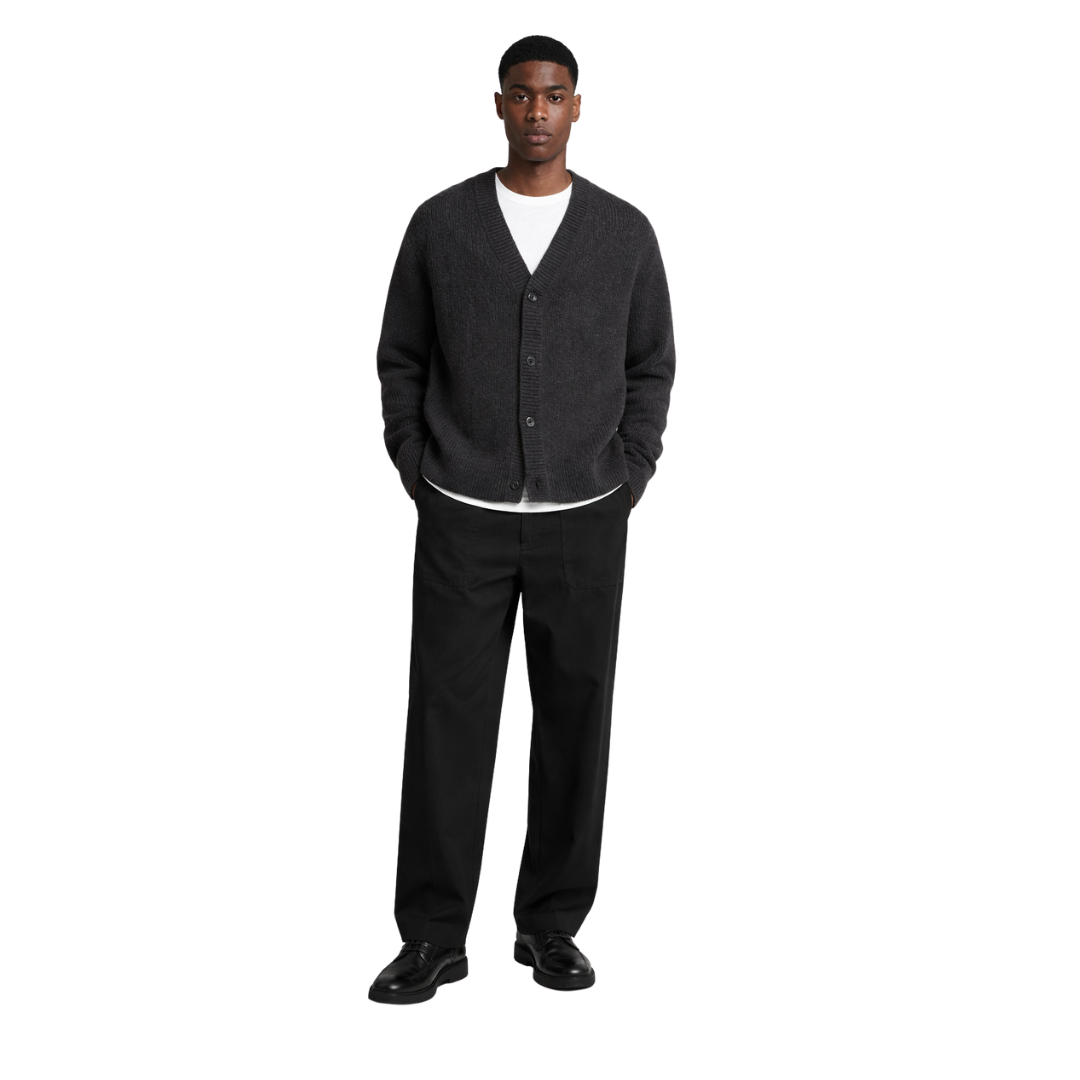 buttoned knit cardigan with relaxed fit worn on model – The Olace