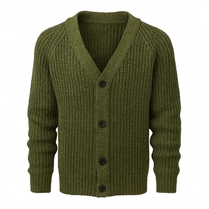 green buttoned knit cardigan with ribbed texture – The Olace