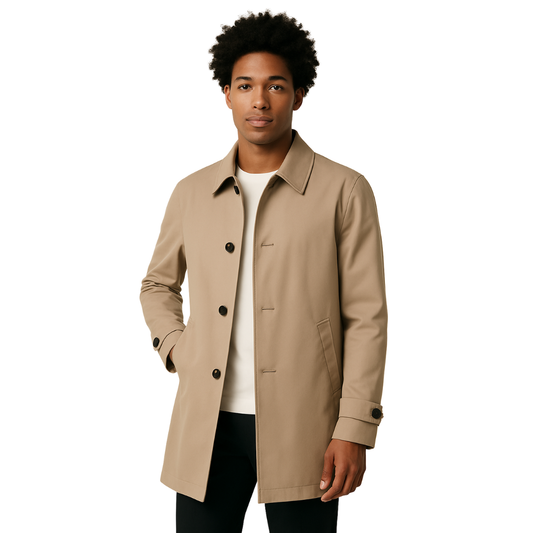 men’s classic city trench coat in khaki – The Olace