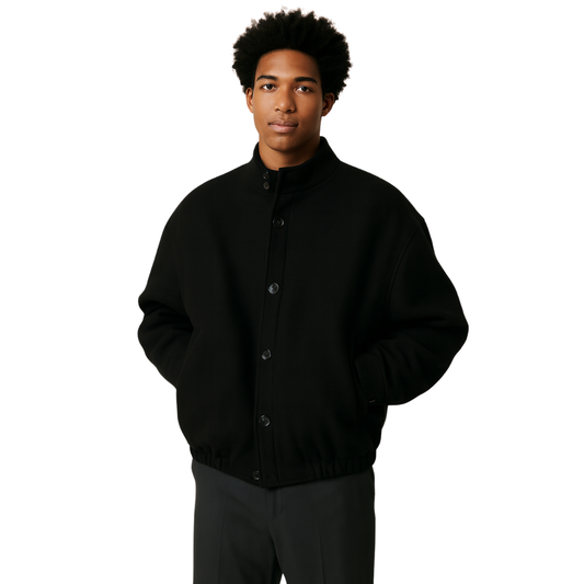 men’s wool-blend bomber jacket in black – The Olace