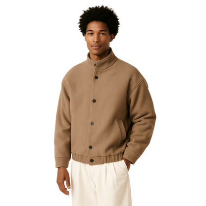 men’s wool-blend bomber jacket in khaki – The Olace