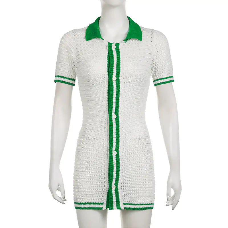Crochet Knit Mini Dress