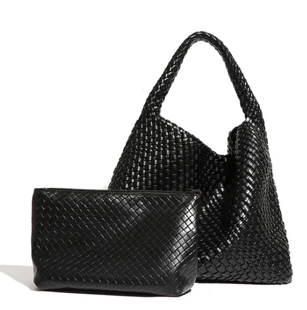 women’s hand-woven tote bag in black – The Olace