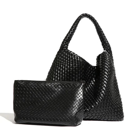 women’s hand-woven tote bag in black – The Olace