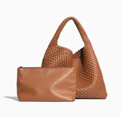 women’s hand-woven tote bag in brown – The Olace