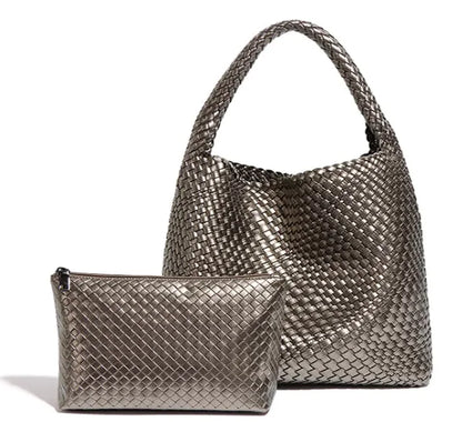 women’s hand-woven tote bag in grey – The Olace